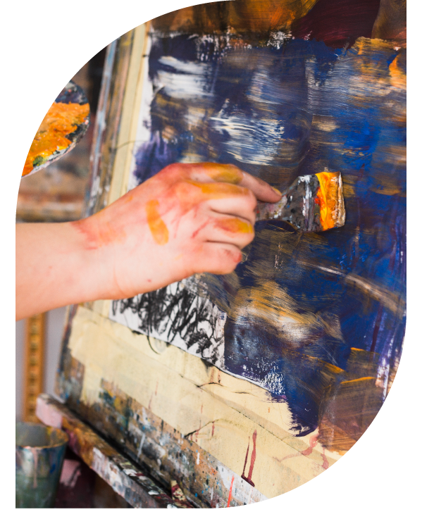 Lienzo en taller de pintura